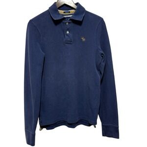 Abercrombie Fitch Polo Shirt Mens M Blue Thick Cotton Muscle Y2K 90s Heavyweight